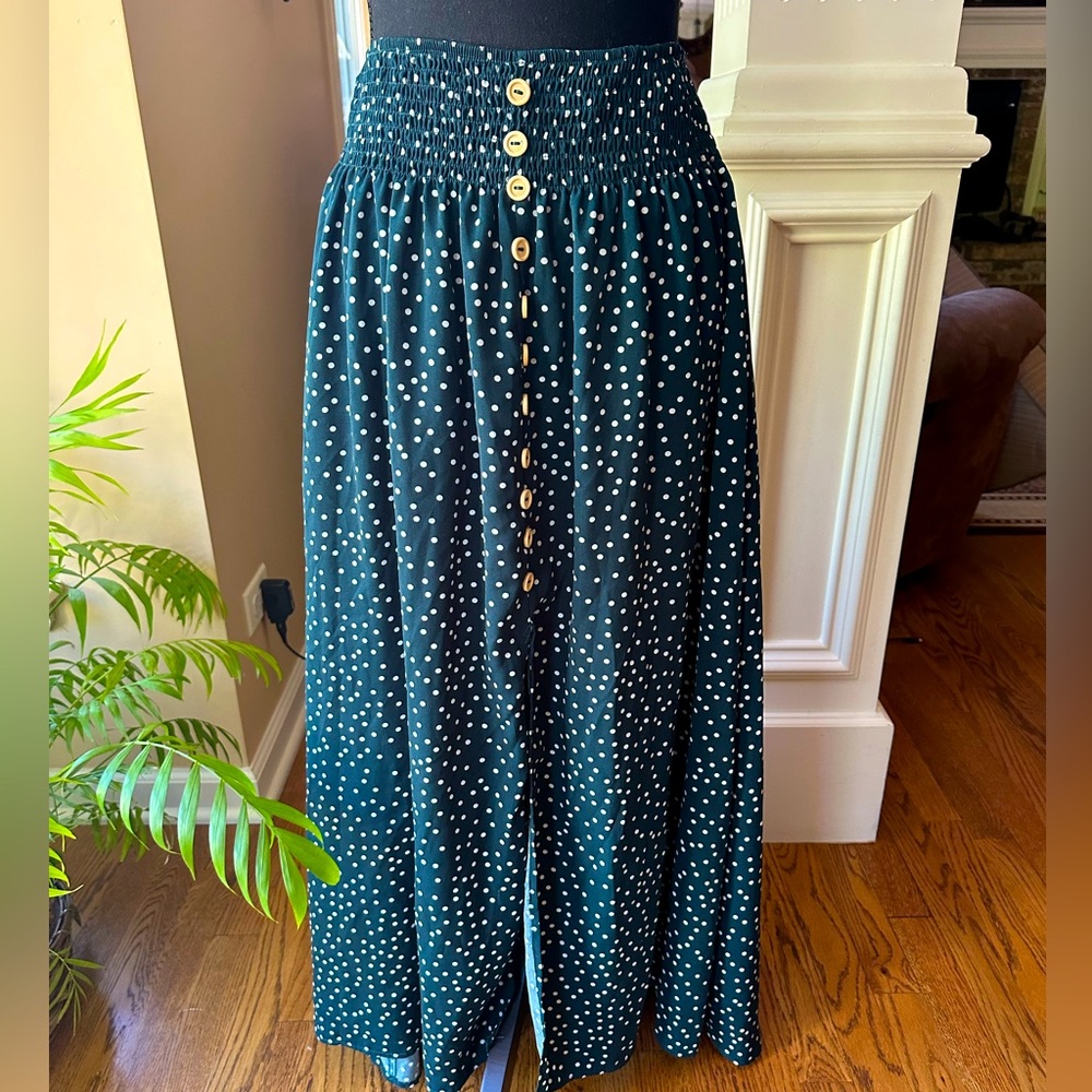 Polka dot button up skirt